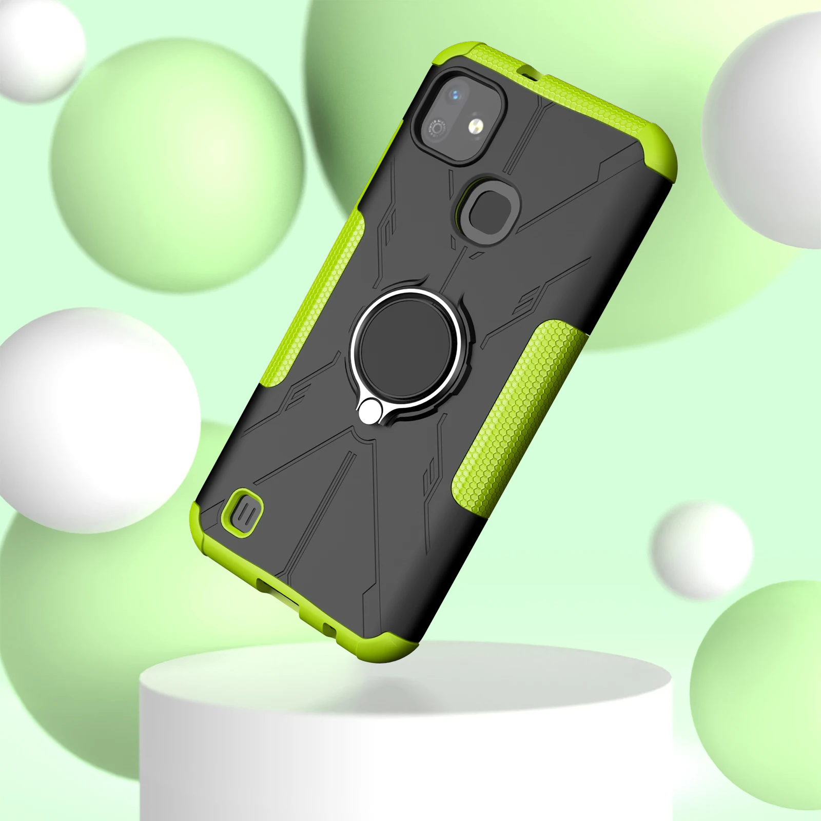 Magnetic TPU phone case Oem/Odm Bumper Rugged PC Cellphone Case For Infinix Smart HD 2021 With Ring Kickstand