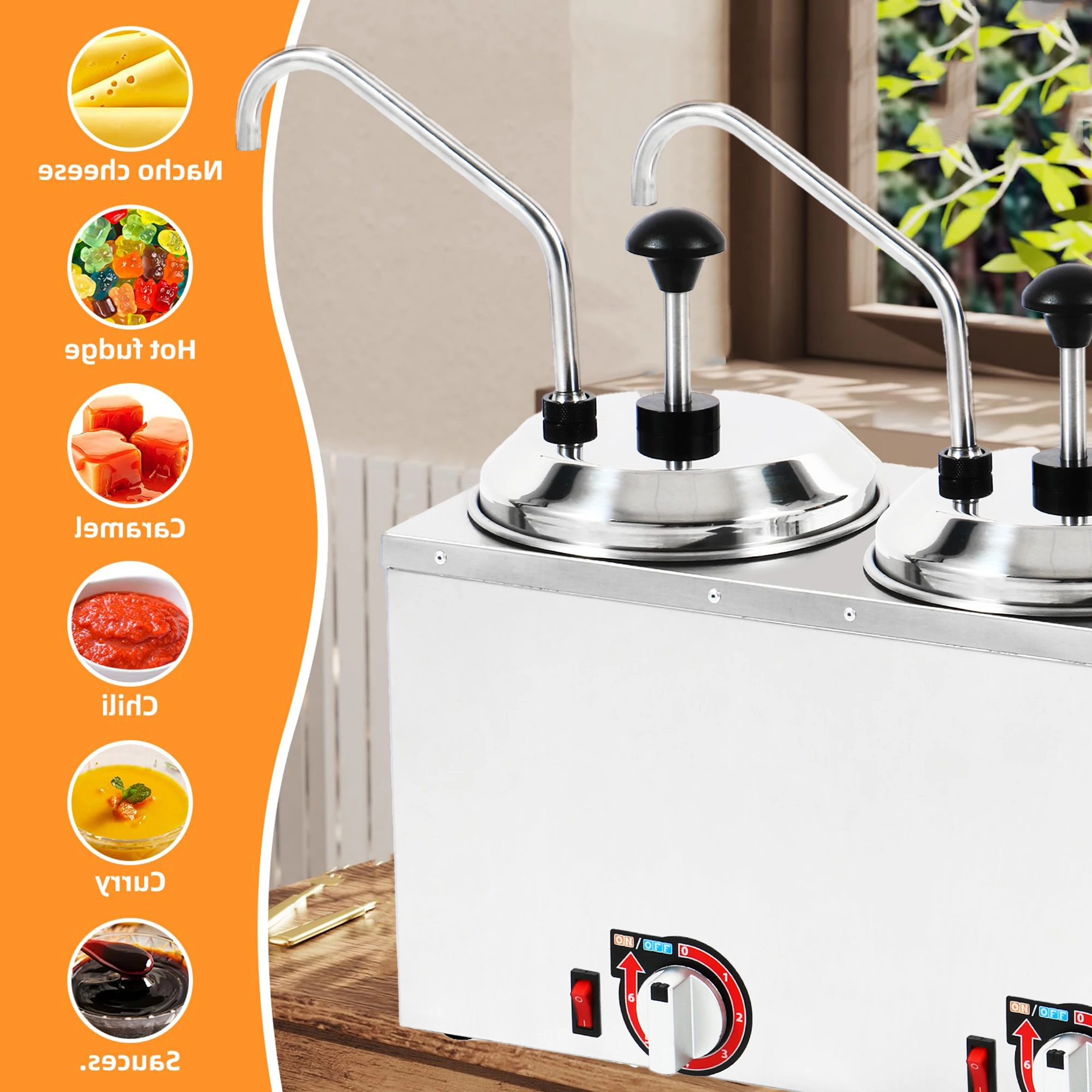 Electric commercial hot chocolate Dispenser Round Stainless Steel Fudge Chocolate Sauce Butter Dispenser With Pump High Quality