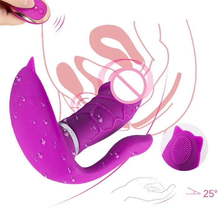 High quality strap on dildo for women wireless butterfly vibrator USB rechargeable vibrator with heating