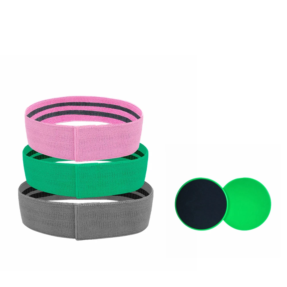 Timecreate Fitness Band Exercise Booty Band Gliding discs Mini Mesh bag Hip Resistance Band Set