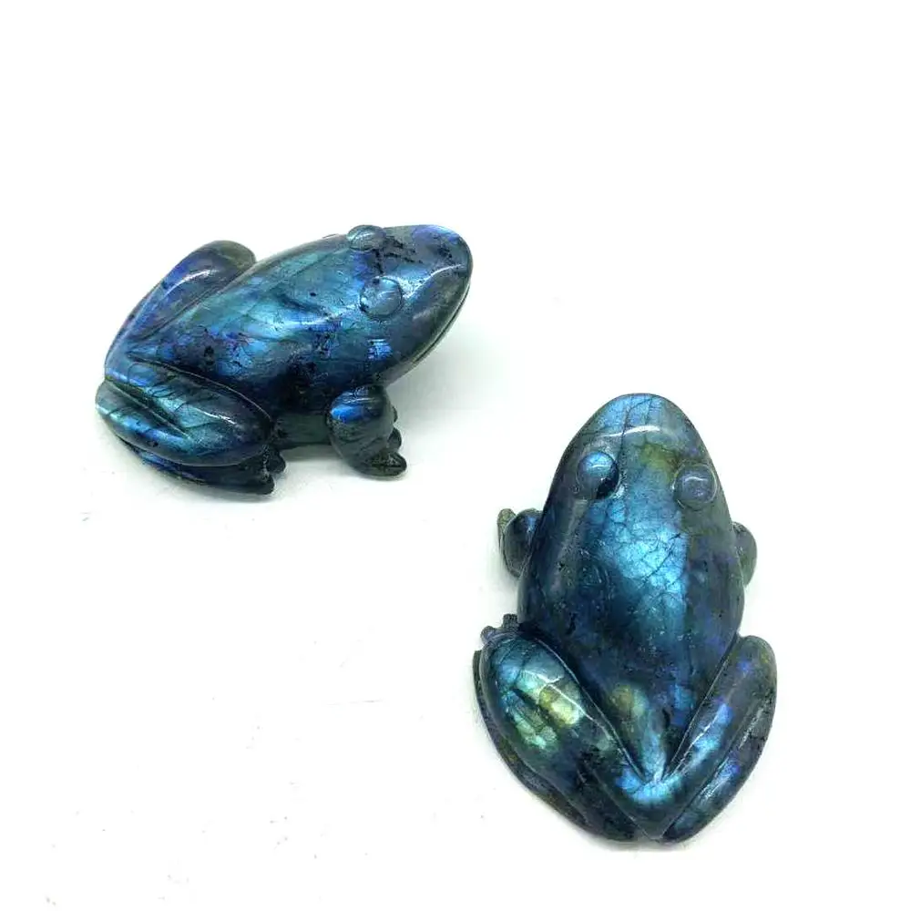 new product natural hand carved labradorite frog aura crystal black lovely cute frog crystal crafts for home decoration