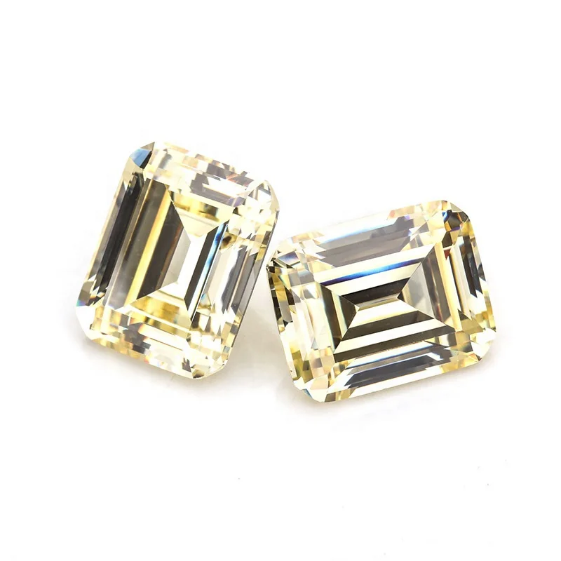 HMOIS wholesale price Emerald cut  GH color VVS1 yellow synthetic loose moissanite stones