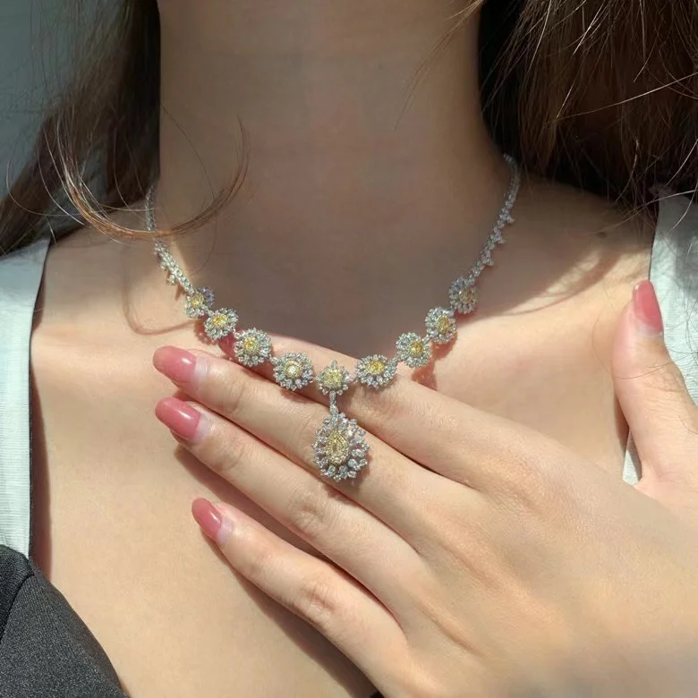 solid gold jewelry wholesale Pendant jewelry for women fashion 2022 with Diamond luxury jewelry american diamond necklace sets