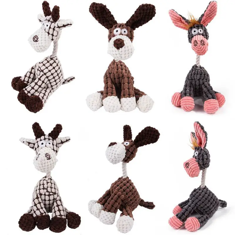 Plush Donkey Pets Hund Pet Cane Dog Chew Squeaky Toys Dogs Accessories Products Supplies Juguete Accesorios Para Perro Mascota