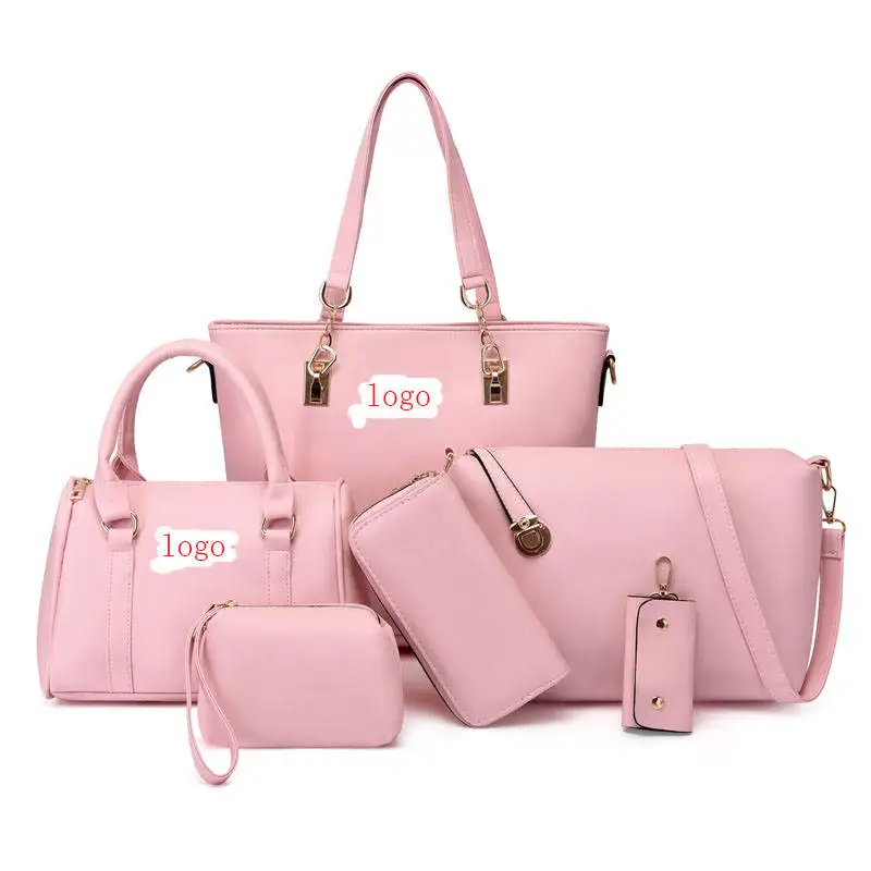 6 PCS Trendy Clutch zipper 3 Piece high quality Color Shoulder women Bag Set