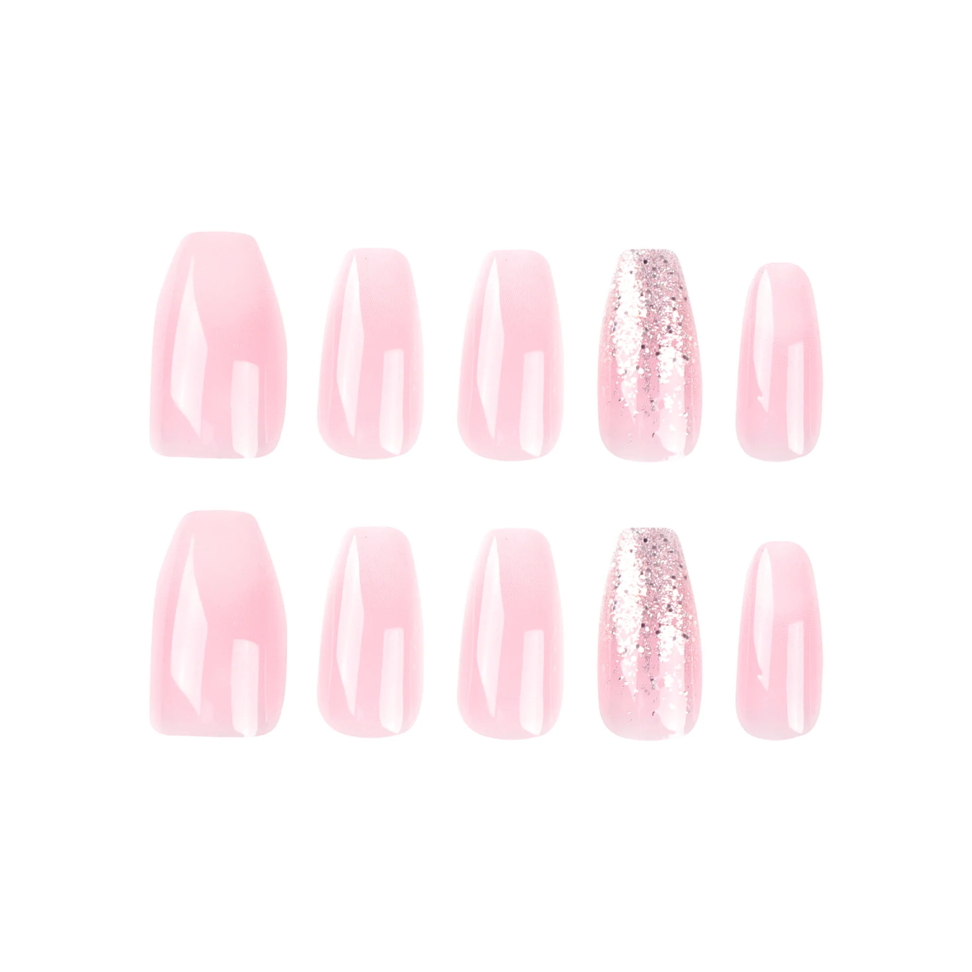 Wearable pink and white gradient glitter ins-style nail art products wholesale press on nail