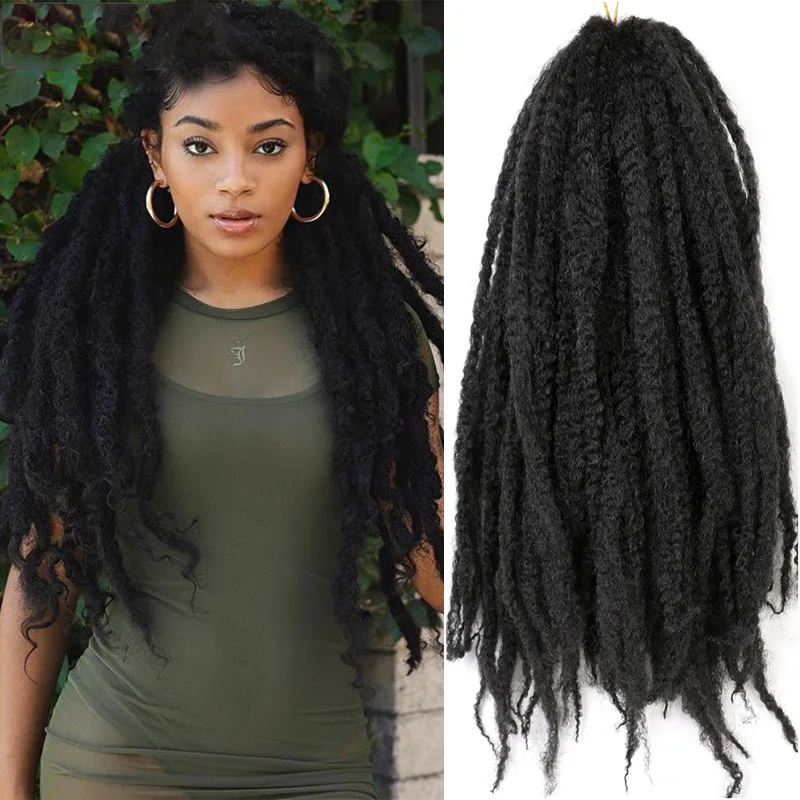 Wholesale 24 Inch Synthetic Fiber Marley Braid Afro Kinky crochet Hair Afro Kinky Twist Hair Marley Hair Braid