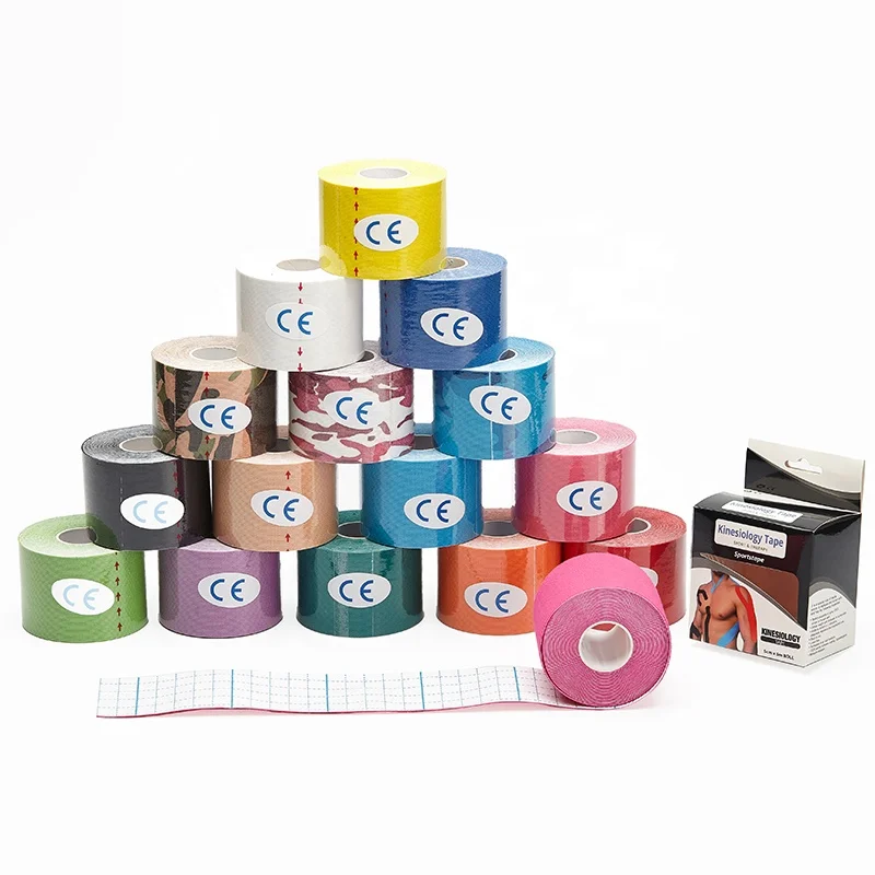 Custom Logo Breathable Elastic Latex Free Medical Grade Colored Therapeutic Uncut Sports Kinesiology Tape