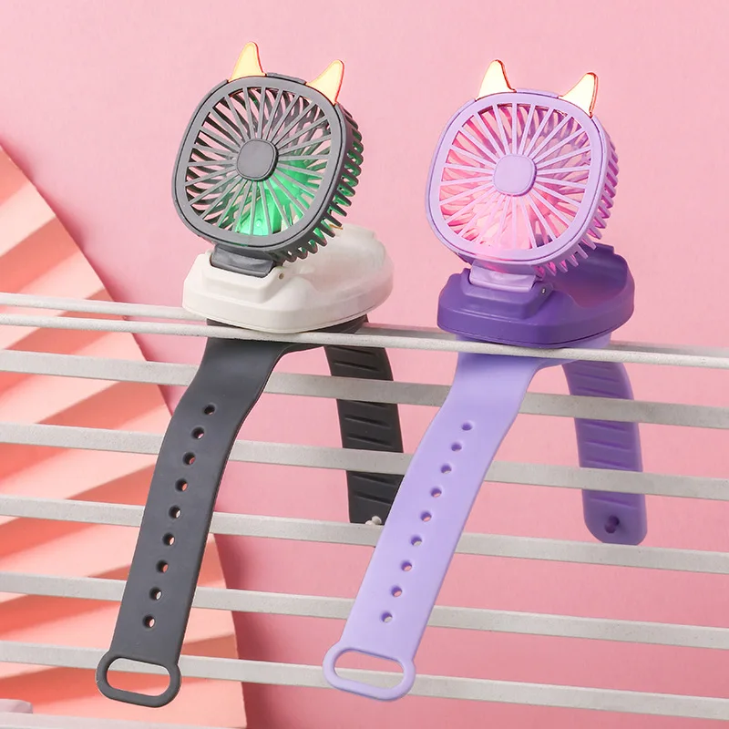 Amazon Top Sellers Usb Charging Watch Fan Glow At Night Cat Ear Usb Fan Portable Mini For Outdoor