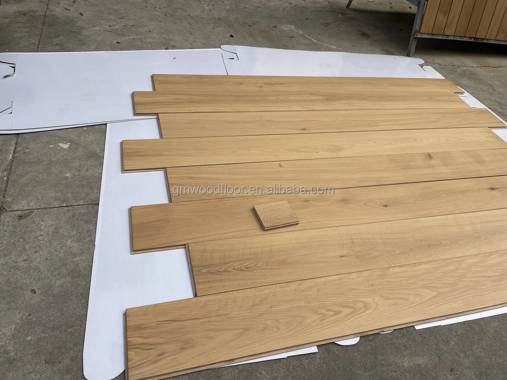 240mm wide multi layer click lock natural UV oil finished oak engineered flooring white oak wooden parquet for bedrooms