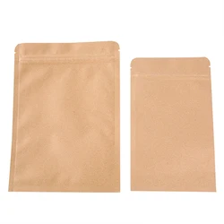 Brown Kraft Paper Flat Zip Lock Pouches Bags with Aluminum Plating Food Packaging Brown Zipper  Pouch Custom Printed