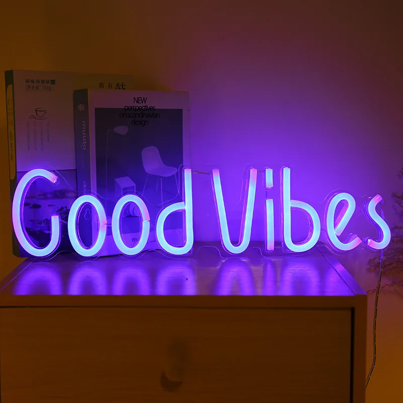 Dropshipping Light Led Custom USB Decoration Light Game Room Gaming Design Personalized Truck Cave 3D Words Good Vibes Neon Sign