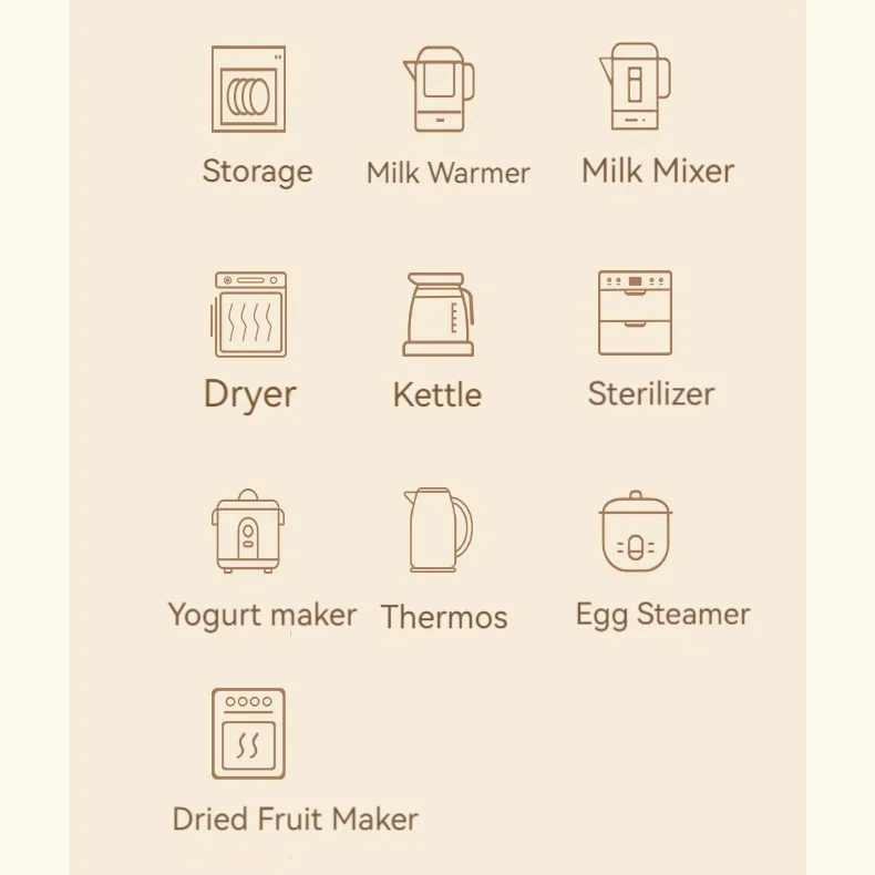 Touch Control 10 Functions Baby Milk Botte Sterilizer Dryer Baby Bottle Warmer Milk Regulate Kettle Thermostat