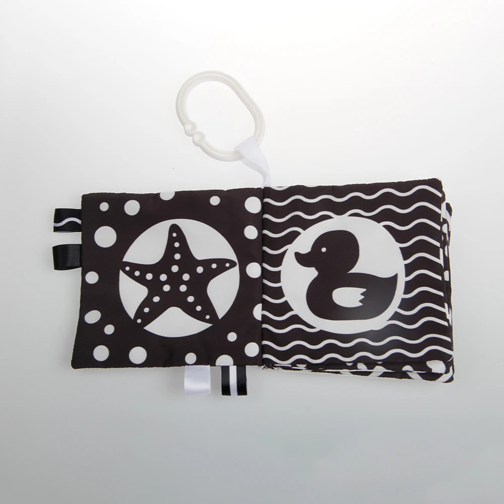 Tiktok Hot Customized Cute Educational Learning Toys Black&White Penguins And Kids Soft Cloth Book
