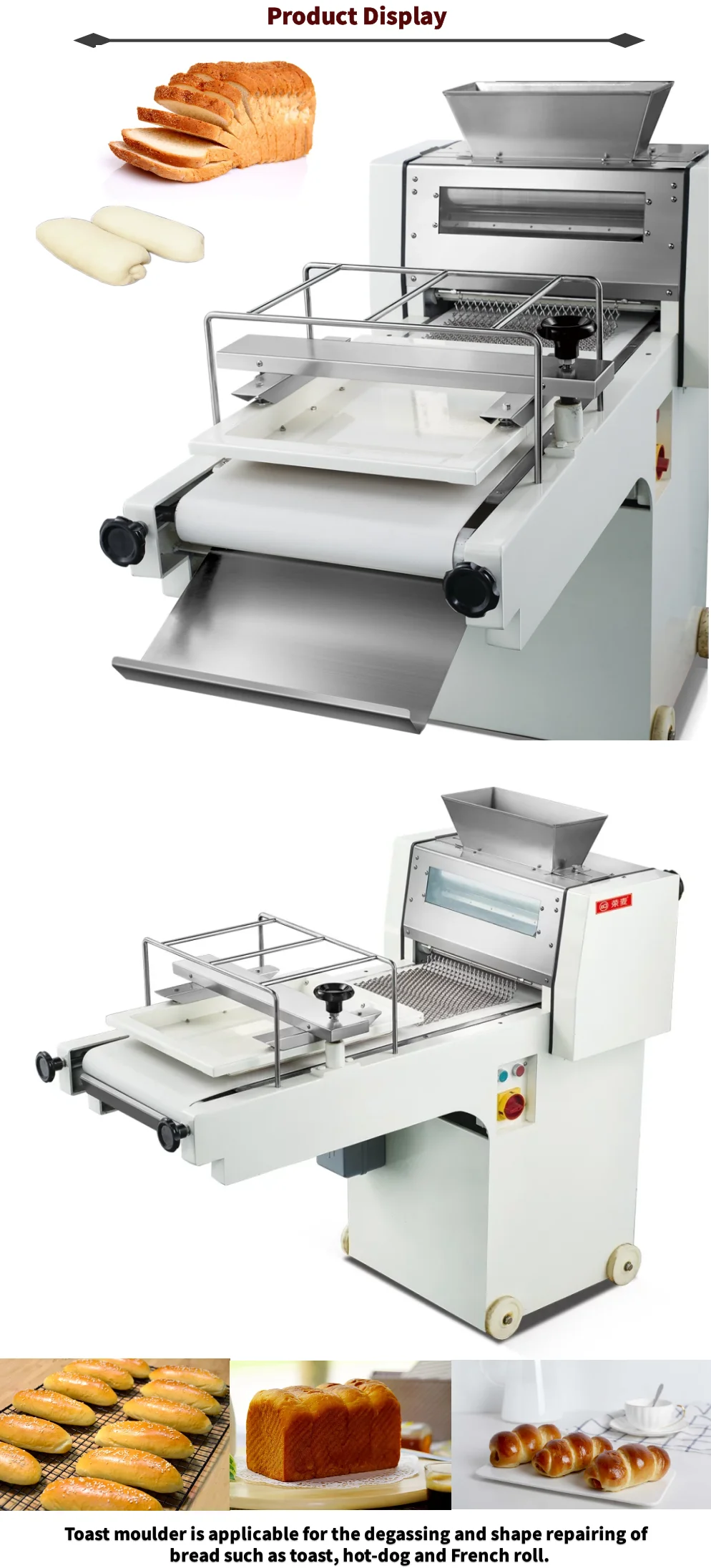 Automatic stainless steel bakery dough roll toast moulder short bread making machine shaping 380 toast moulder bakery Equipments