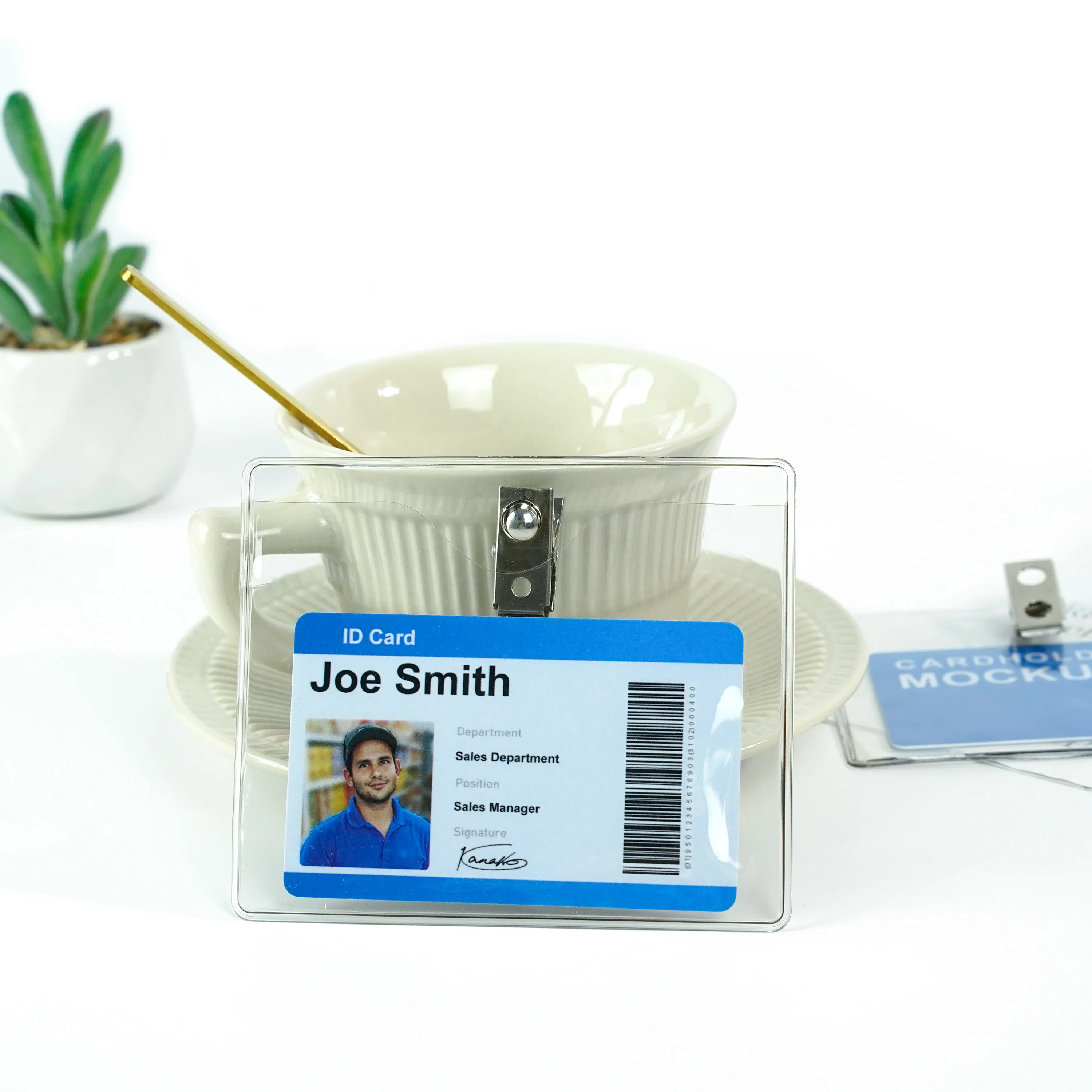 Bestom Waterproof Clear PVC Vinyl Horizontal ID Card Holder Nurse Name Tag Sleeve Badge Holders
