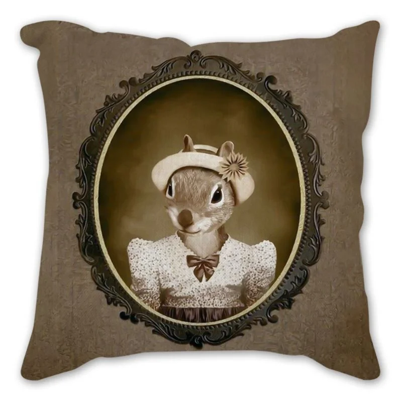 Dog Home Decorative Pillows Retro Animal Portraits Printed Cushion Cover 45X45cm Cotton Linen Pillow Euro Style Pillowcase