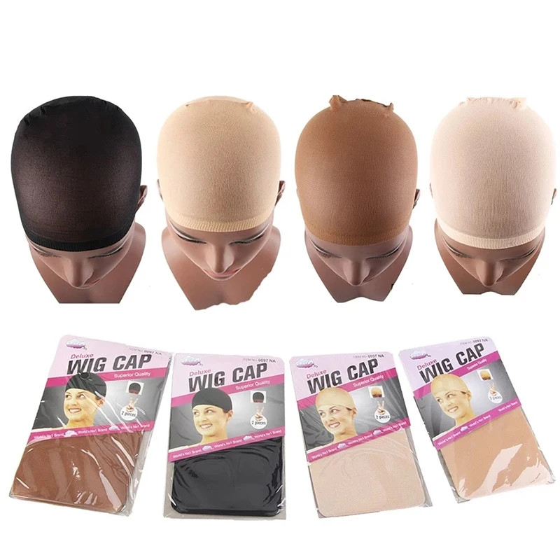 2Pcs High Quality Wig Cap Hair Brown Stocking Cap To Christmas Cosplay Wig  Stocking Elastic Liner Mesh For Making Wigs