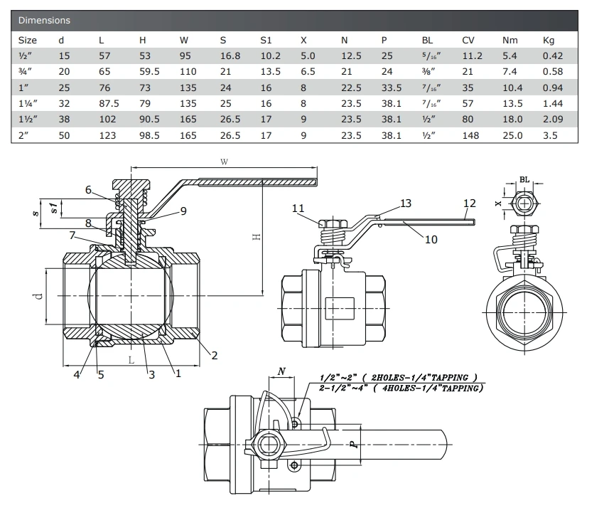 FURUI Manual BSPT/NPT Threaded/Welded SUS 304/316L Female BSP NPT Thread 1pc stainless steel one-piece 1 piece 2pc ball valve