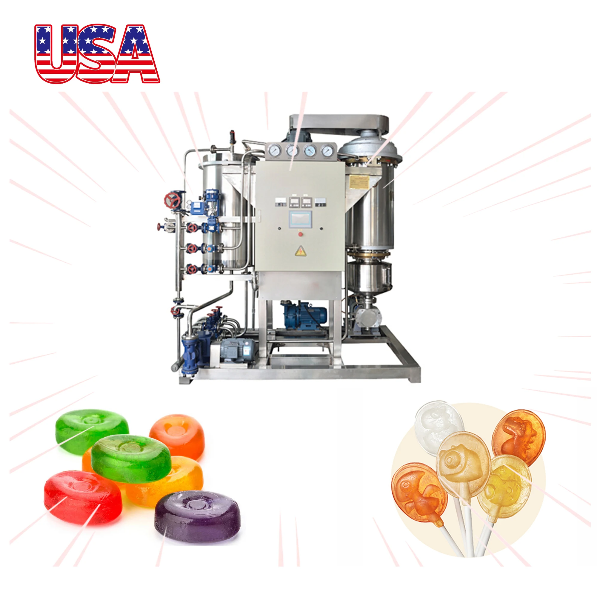 Sugar free eco-friendly Flat tummy Fancy Lollipop Candy Halloween Sweets Lollipop production line for candy manufacture