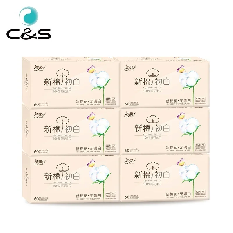 New Product 100% Pure Cotton Unbleached Facial Tissue Good Tissue Paper