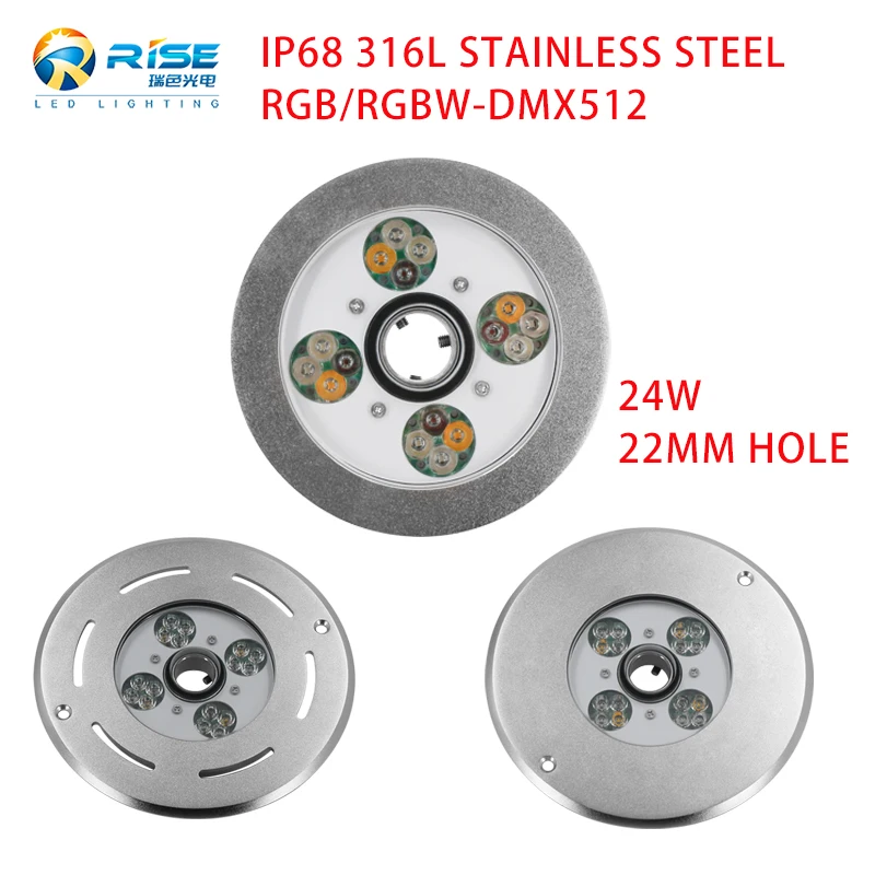 RGB 24w underwater light outdoor dmx submersible pump led water jet fountain ring lights and nozzles light for small fountains