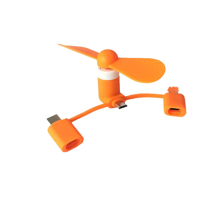 Mini USB Type C Fan for iPhone Android 2 in 1 Cell Phone fan with Custom Logo Personalized Branded Gifts 3 in 1 Mobile Phone Fan