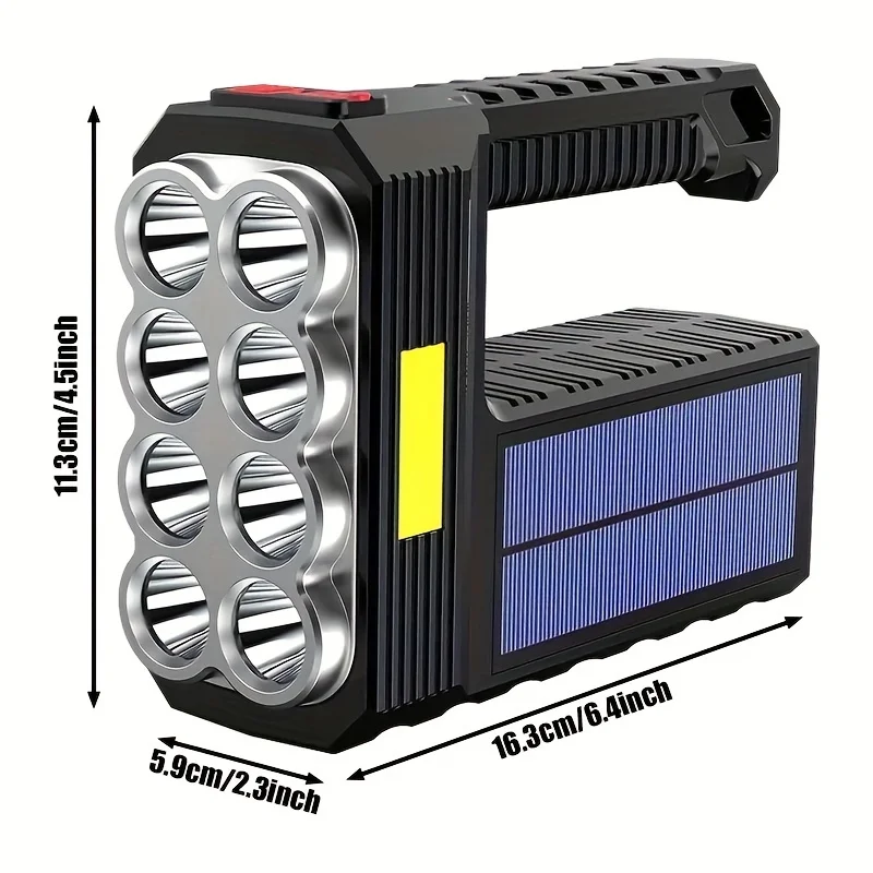 8LED Solar Handheld Flashlight USB Rechargeable Solar Flashlight Solar charger power bank Portable Emergency Power Supply