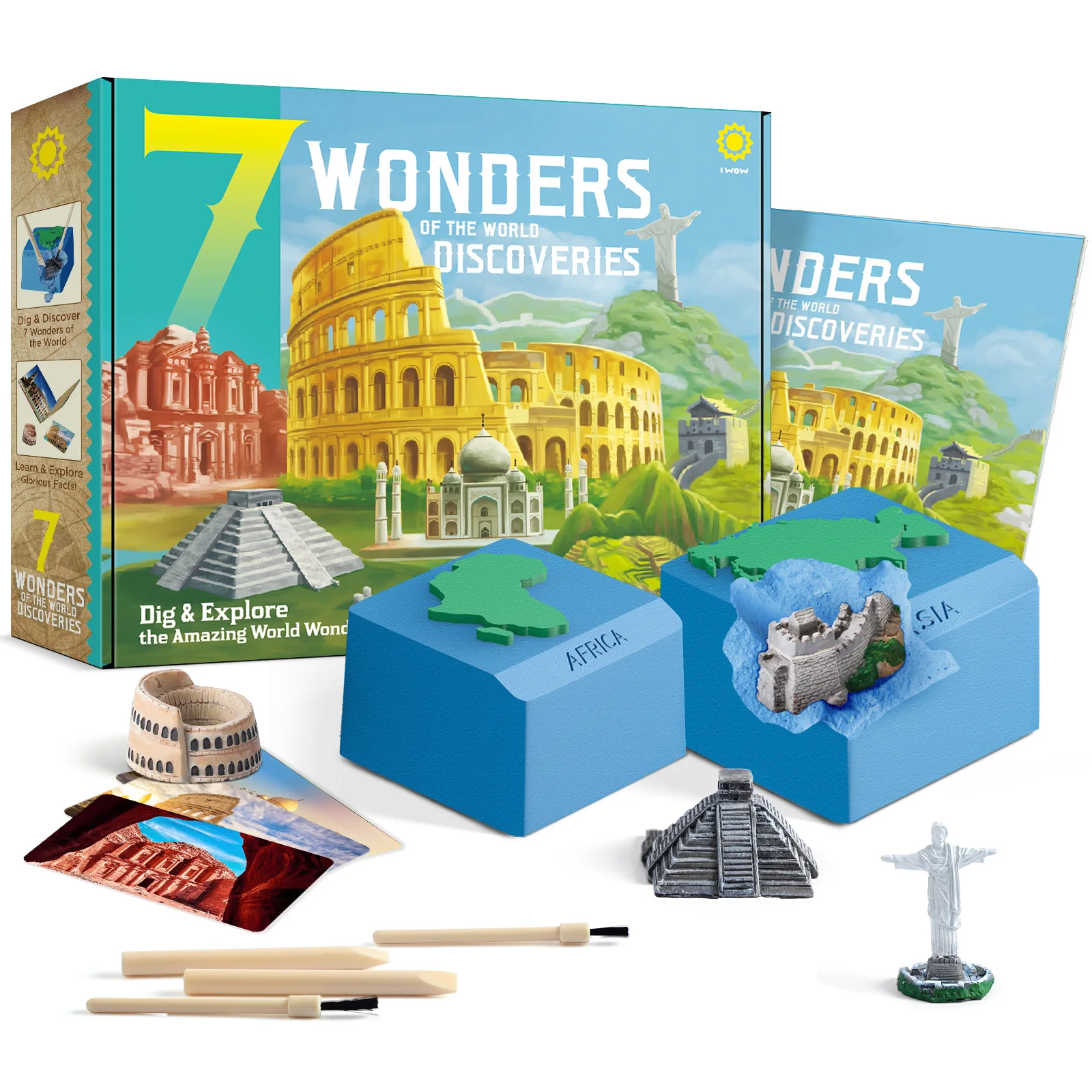 kids toys educational eco friendly 7 Wonders world Discoveries dig kit treasure mining dig assorted mineral excavation kit