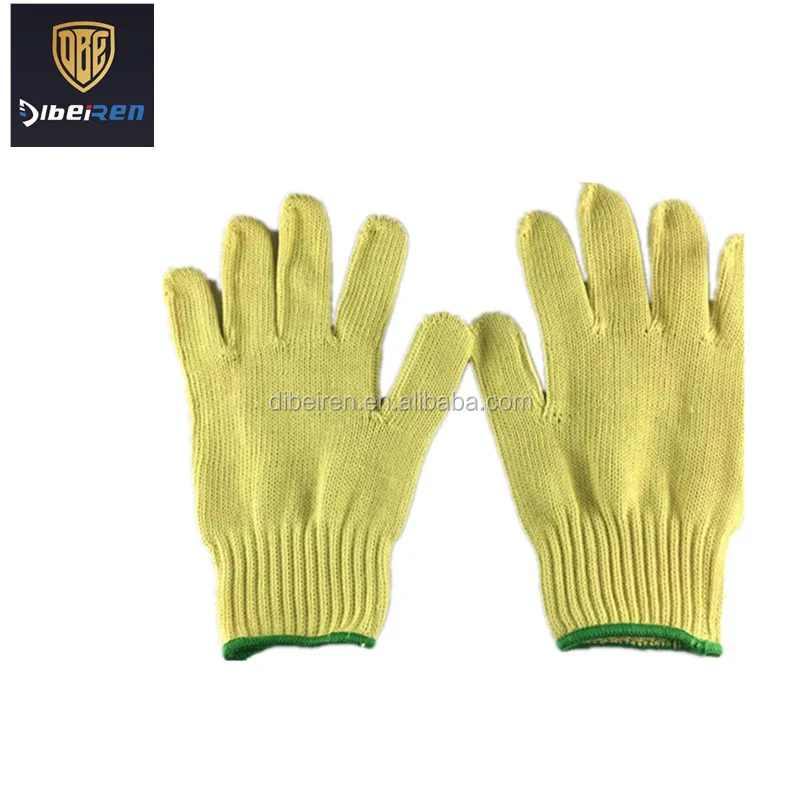 Yellow high quality aramid anti cut resistant safety work gloves