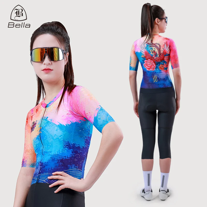 Custom Sportswear Manufacturer Printed Short Sleeve Outdoor Bike Clothing Women Road Bicycle Cycling Jersey Shirts
