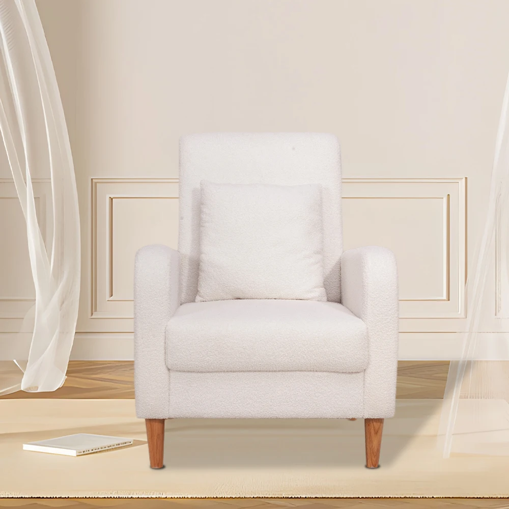 Sans Modern White Fabric Backrest Relax Design Living Room Armchair For Home
