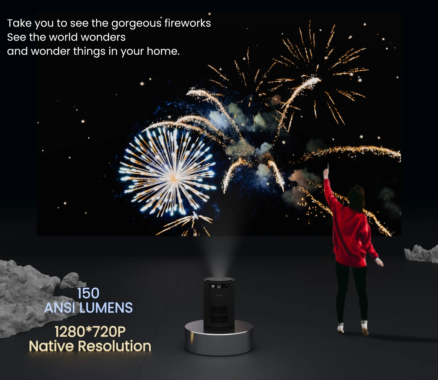 200 Ansi Lumens USB  Native Full HD 720P Auto Focusing 4d Keystone Android 9 Portable 30000 hours LED Projector