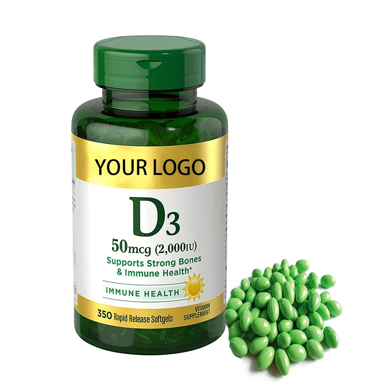 Custom Label VIT D3 5000 IU K2 Organic Liposomal Vegan Vitamin D3 K2 Softgels for Support Immune Bone
