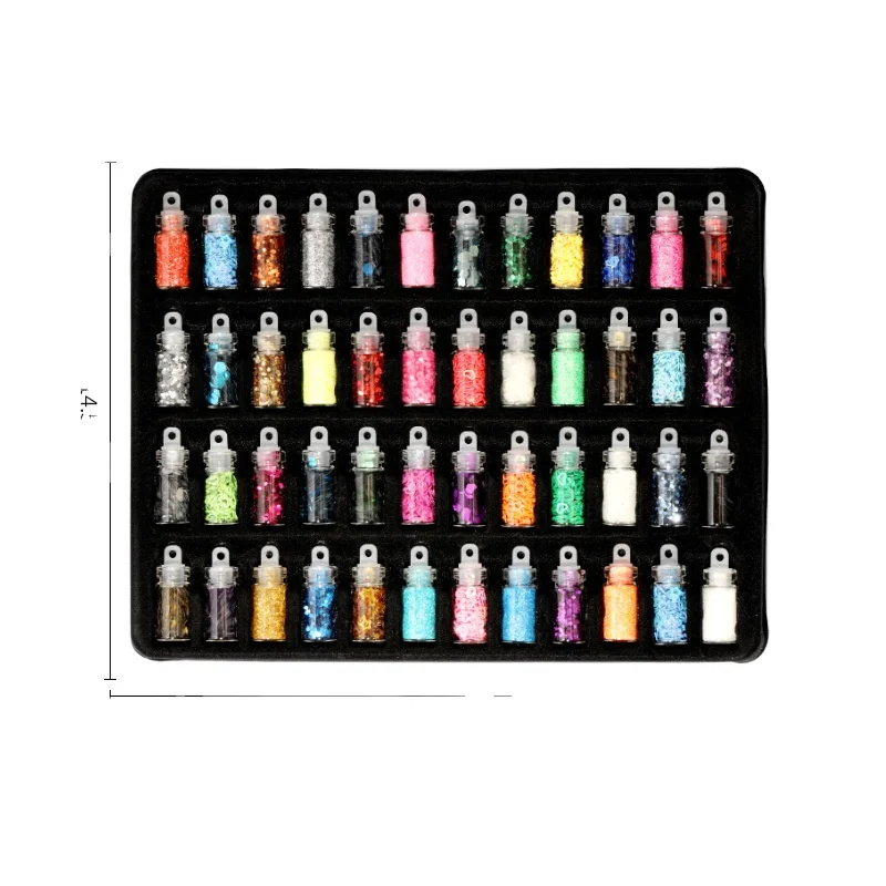 48 Color Glass Bottle Nail Art Dip Powder Nail Kit Glitter Nail Acrylic Powder