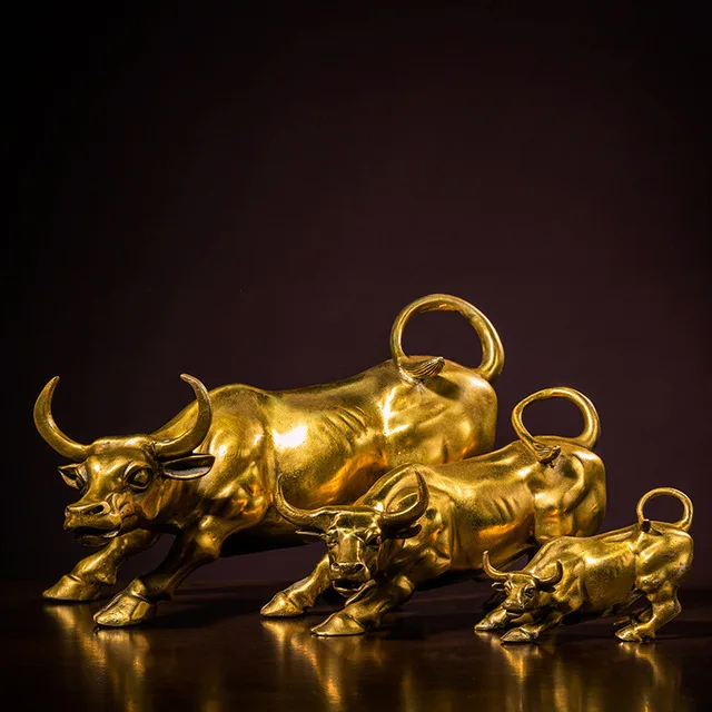 High quality solid brass metal hard working bull display craft ornaments,office desk table Decoration