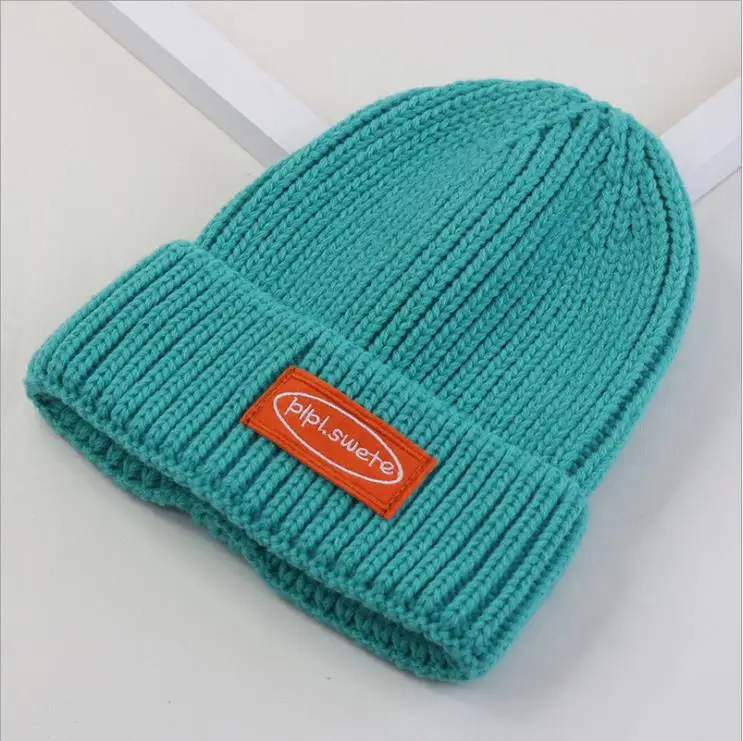 Winter New Wide-Brimmed Fabric Label Core-Spun Yarn Warm Knitted