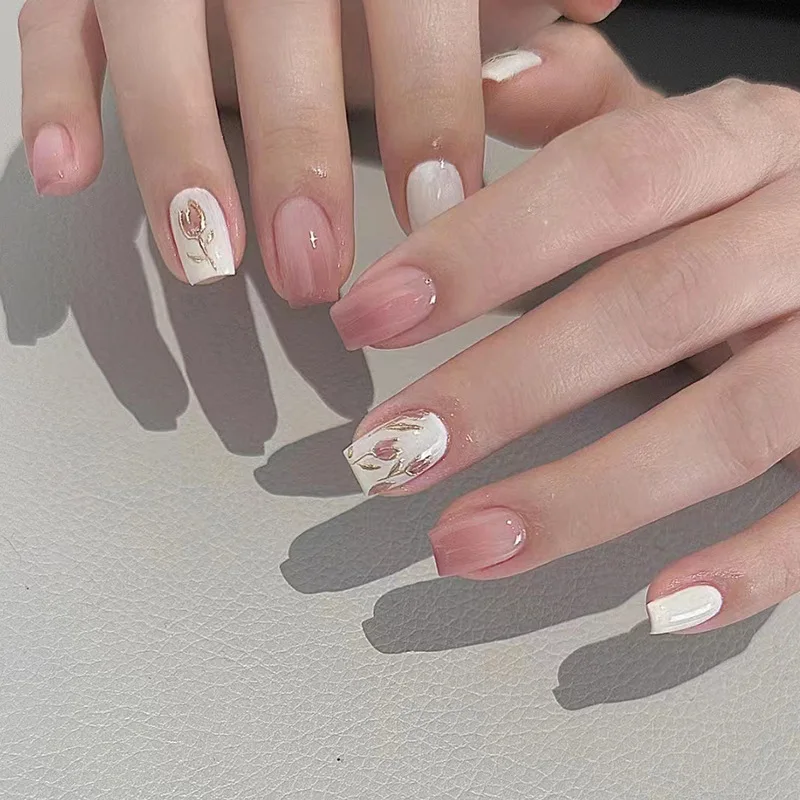 New 24pcs Hand-made ballerina good quality coffin false nails full cover press on designer nail tips