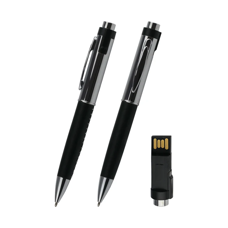 Высококачественная кожаная металлическая шариковая ручка для USB флеш-накопителя памяти 16 Гб