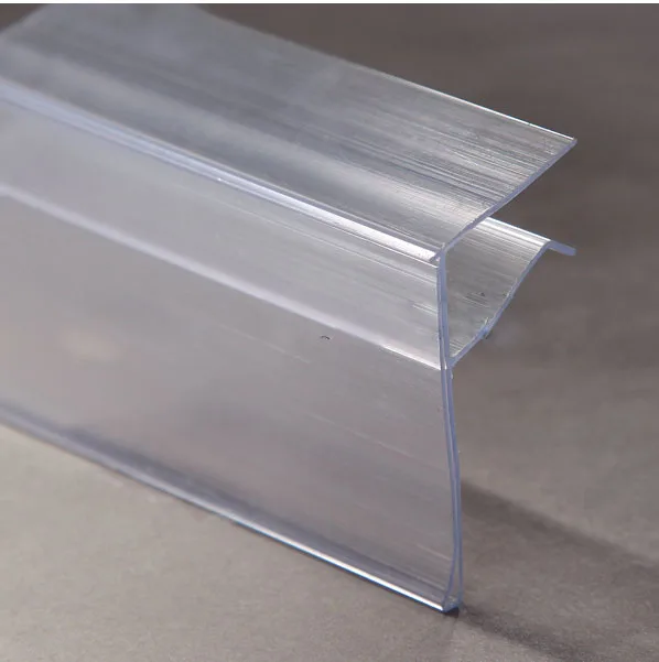 Perpendicular Design Clear PVC Flat Non-porous Surface Supermerket Shelf Price Tag/Label Holder Shelf Talker