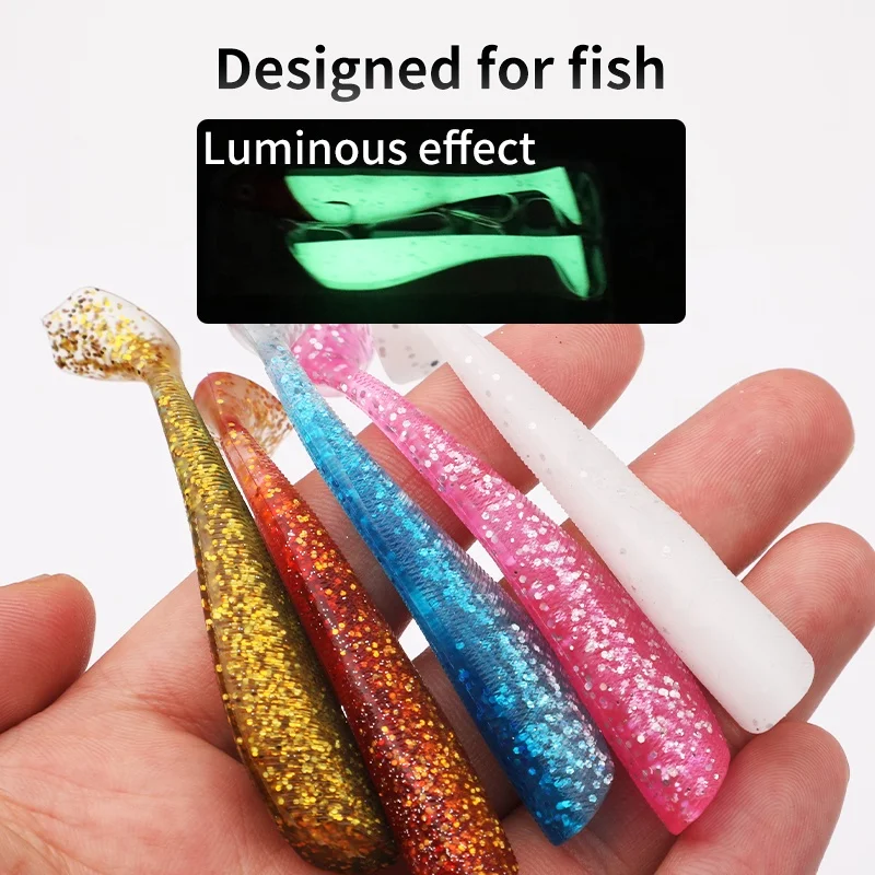 New 19g/23g/30g/37g T Tail Soft Plastic Eel Lure With Hook Jig Lead Head Soft Fishing Lures Bait