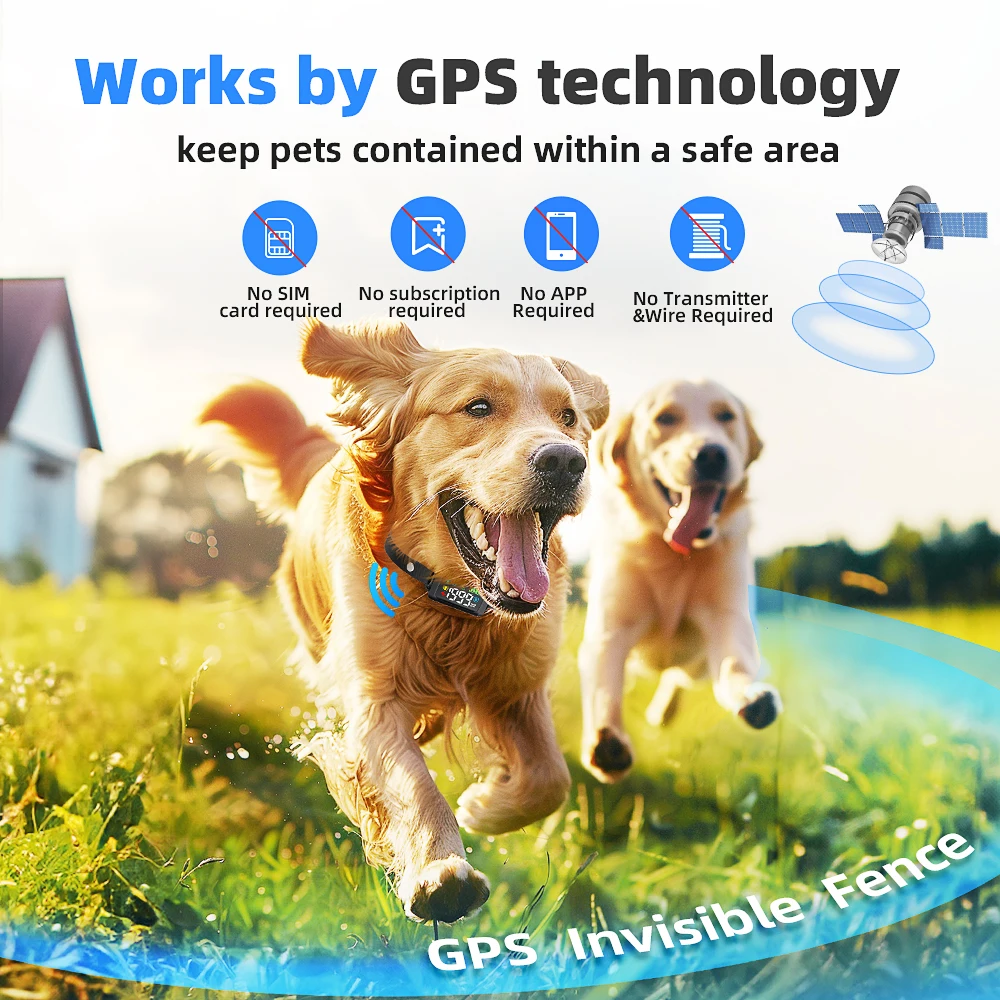 GPS Wireless Electric Dog Fence Adjustable Warning Strength Shock Collar del sistema de cerca para perros Dog Containment System