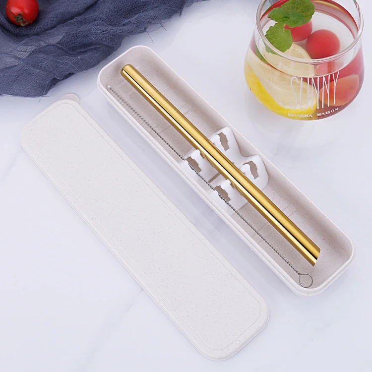 Eco Friendly Reusable Straws Stainless Steel Beveled Metal bubble tea straw