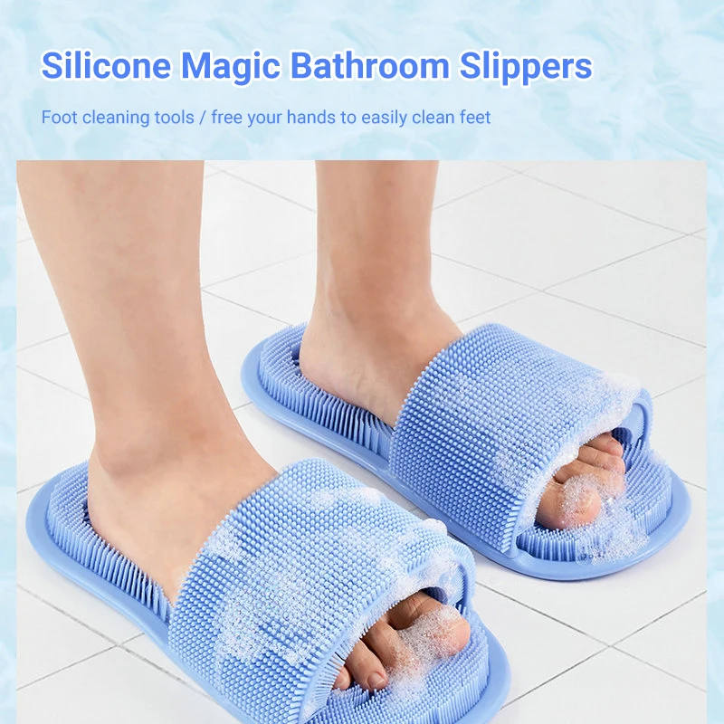 New Home Silicone Bathroom Lazy Foot Wash Slippers Silicone Bristles 360 Degree Surround Clean Foot Massage