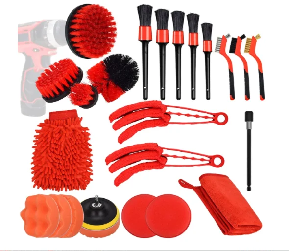 23 Pcs Auto Car Detailing Kit with Drill Brush Set Scrub Pads Sponge and Power Scrubber Brush