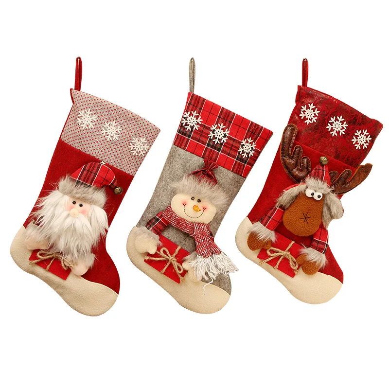 Factory wholesale Cheap Price Kid Home Christmas Decoration Large Size Christmas Sock Santa Stocking Candy Present Sock