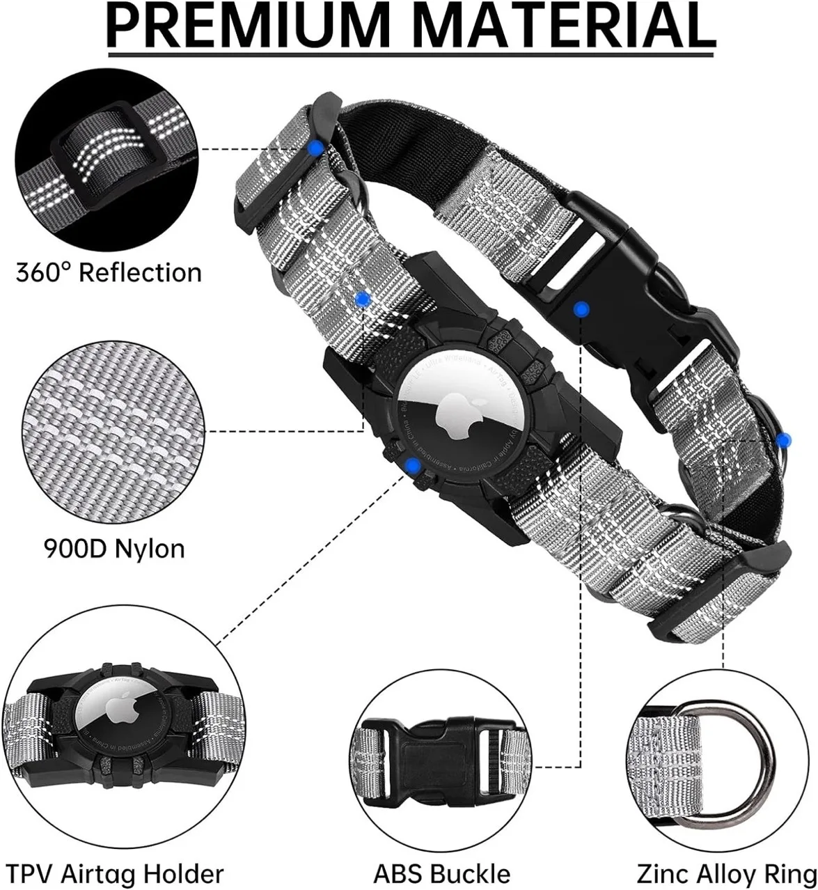 Waterproof Real Time Tracking Support Airtag GPS Dog Tracker Smart Collar dog collar for Dogs cats pet