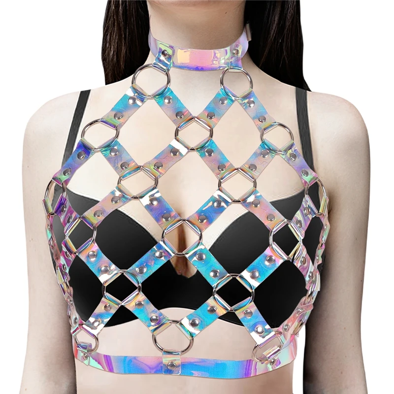 PU Leather Harness Bra Erotic Dance Wear Woman Lingerie Straps Body Lingerie Adjustable Punk Bondage TopGoth Sexy Slave Costumes