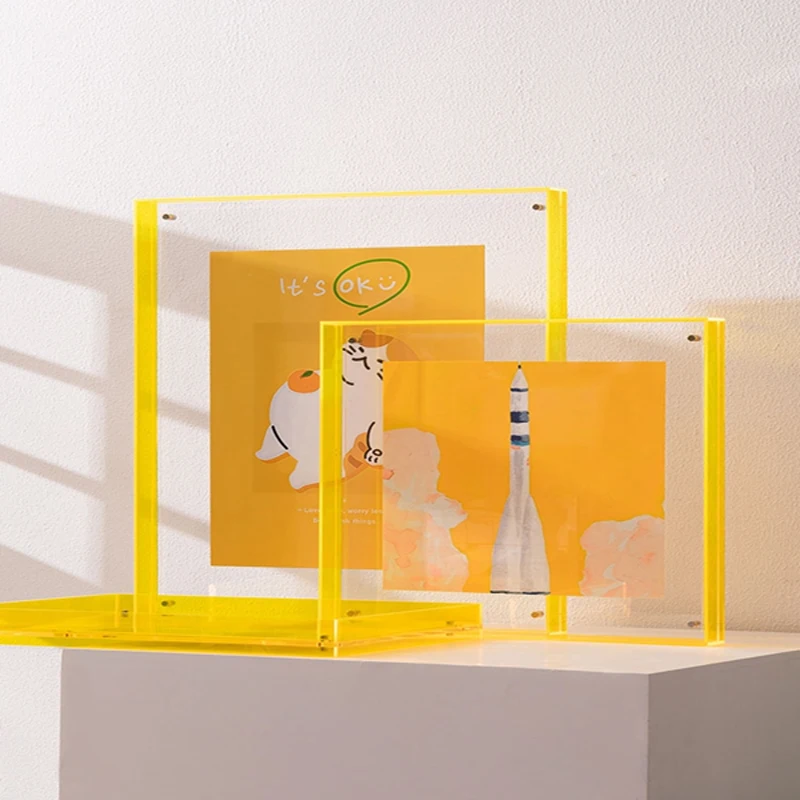 Acrylic square picture frame prints photos romantic girl bedroom photo frame wall without punching