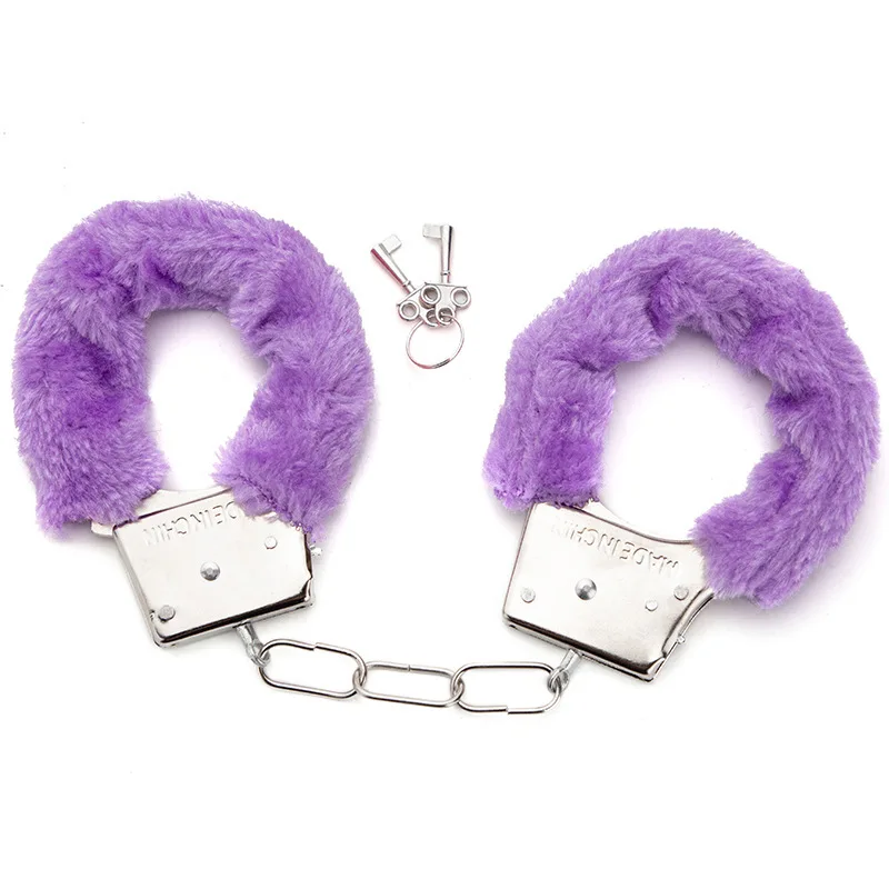 YPM Stainless Steel Plush Metal Handcuffs Ankle Cuffs Fuzzy Handcuffs Sex Toys For Bdsm Games